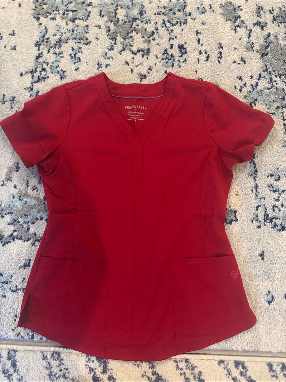 Purple Label Women’s V-Neck Short Sleeve Top in Red